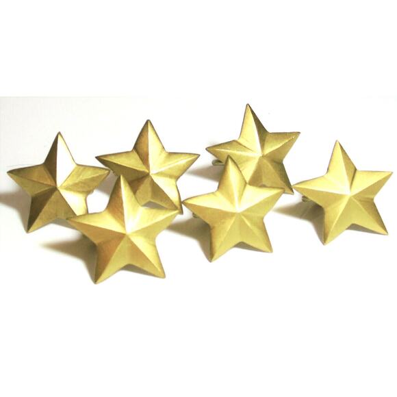 Brass Gold Star Napkin Rings 2.5" Set 6 Brushed Metal Stars Holiday New Year - Picture 1 of 4